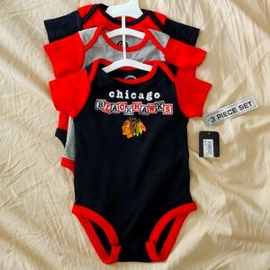 NWT Chicago Blackhawks Baby Girl Onesies 3-6 months